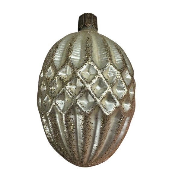 Vintage Blown Glass Glitter Christmas Ornaments Czech Lot of 4 - Picture 6 of 13